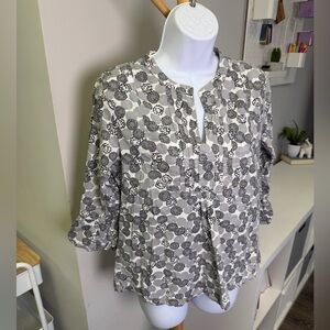 Boden Floral Dot Print Women's Ruffle Sleeve Top Sz UK 12/US 8